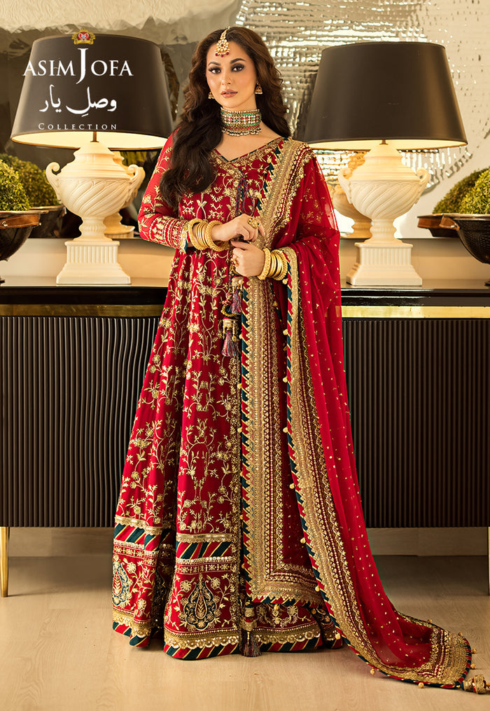 Vasl-e-Yaar By Asim Jofa Unstitched 3 Piece Embroidered Chiffon Suit AJ23VY AJDT-10 - Luxury Festive Collection