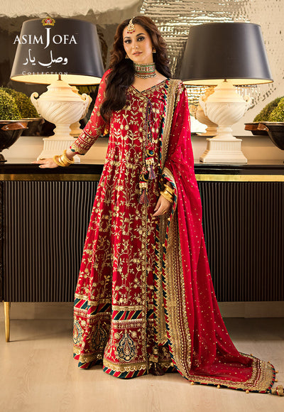 Vasl-e-Yaar By Asim Jofa Unstitched 3 Piece Embroidered Chiffon Suit AJ23VY AJDT-10 - Luxury Festive Collection