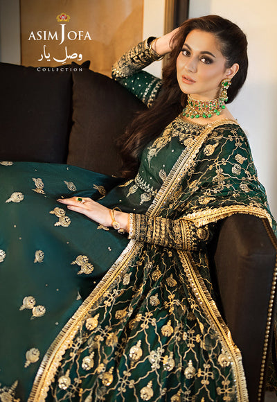 Vasl-e-Yaar By Asim Jofa Unstitched 3 Piece Embroidered Raw Silk Suit AJ23VY AJDT-08 - Luxury Festive Collection