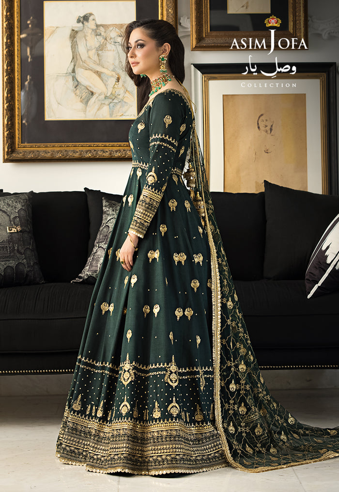 Vasl-e-Yaar By Asim Jofa Unstitched 3 Piece Embroidered Raw Silk Suit AJ23VY AJDT-08 - Luxury Festive Collection