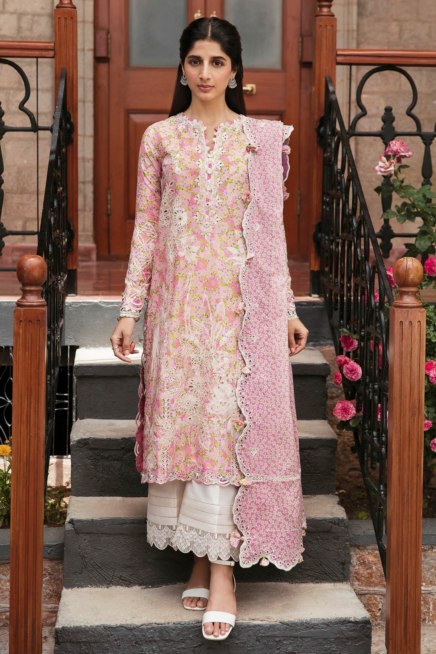 Zaha By Khadijah Shah Stitched 3 Pc Embroidered Lawn Suit - ZF23-04-Leyla - Festive Collection D & M COLLECTION AND NIZAMI JEWELRY