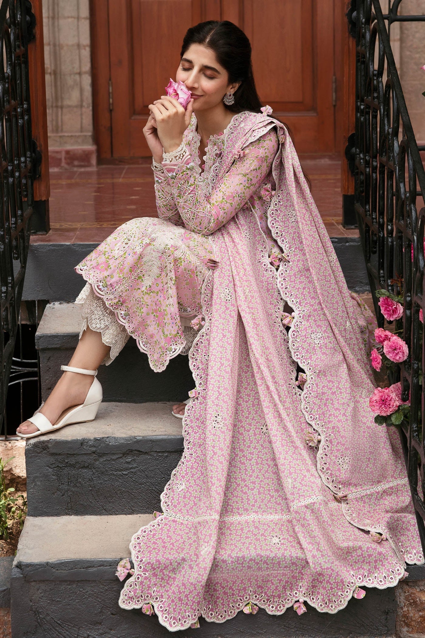 Zaha By Khadijah Shah Stitched 3 Pc Embroidered Lawn Suit - ZF23-04-Leyla - Festive Collection D & M COLLECTION AND NIZAMI JEWELRY