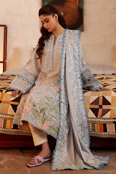 Zaha By Khadijah Shah Stitched 3 Piece Embroidered Lawn Suit ZKS24F ZL24-01 B ELA - Festive Collection