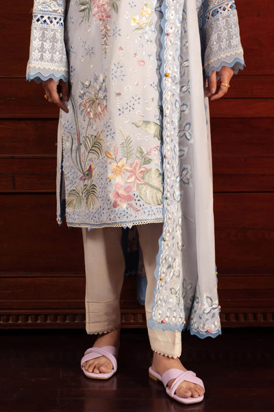 Zaha By Khadijah Shah Stitched 3 Piece Embroidered Lawn Suit ZKS24F ZL24-01 B ELA - Festive Collection