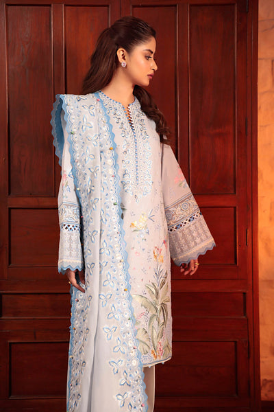 Zaha By Khadijah Shah Stitched 3 Piece Embroidered Lawn Suit ZKS24F ZL24-01 B ELA - Festive Collection