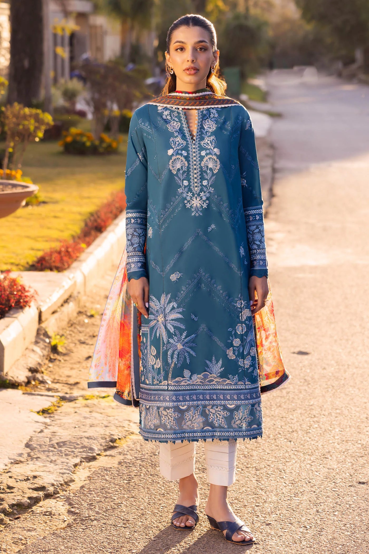 Zaha By Khadijah Shah Stitched 3 Piece Embroidered Lawn Suit ZKS24F ZL24-05 B EIRA - Festive Collection