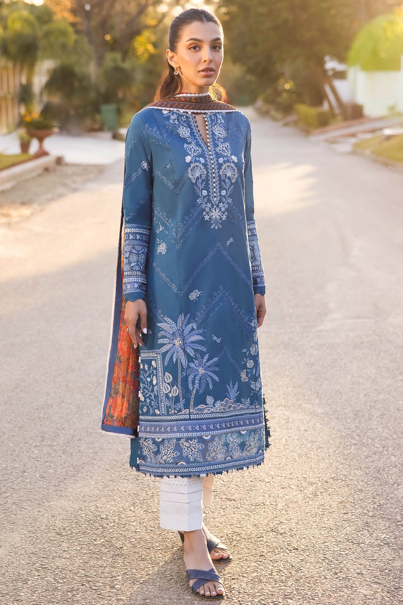 Zaha By Khadijah Shah Stitched 3 Piece Embroidered Lawn Suit ZKS24F ZL24-05 B EIRA - Festive Collection