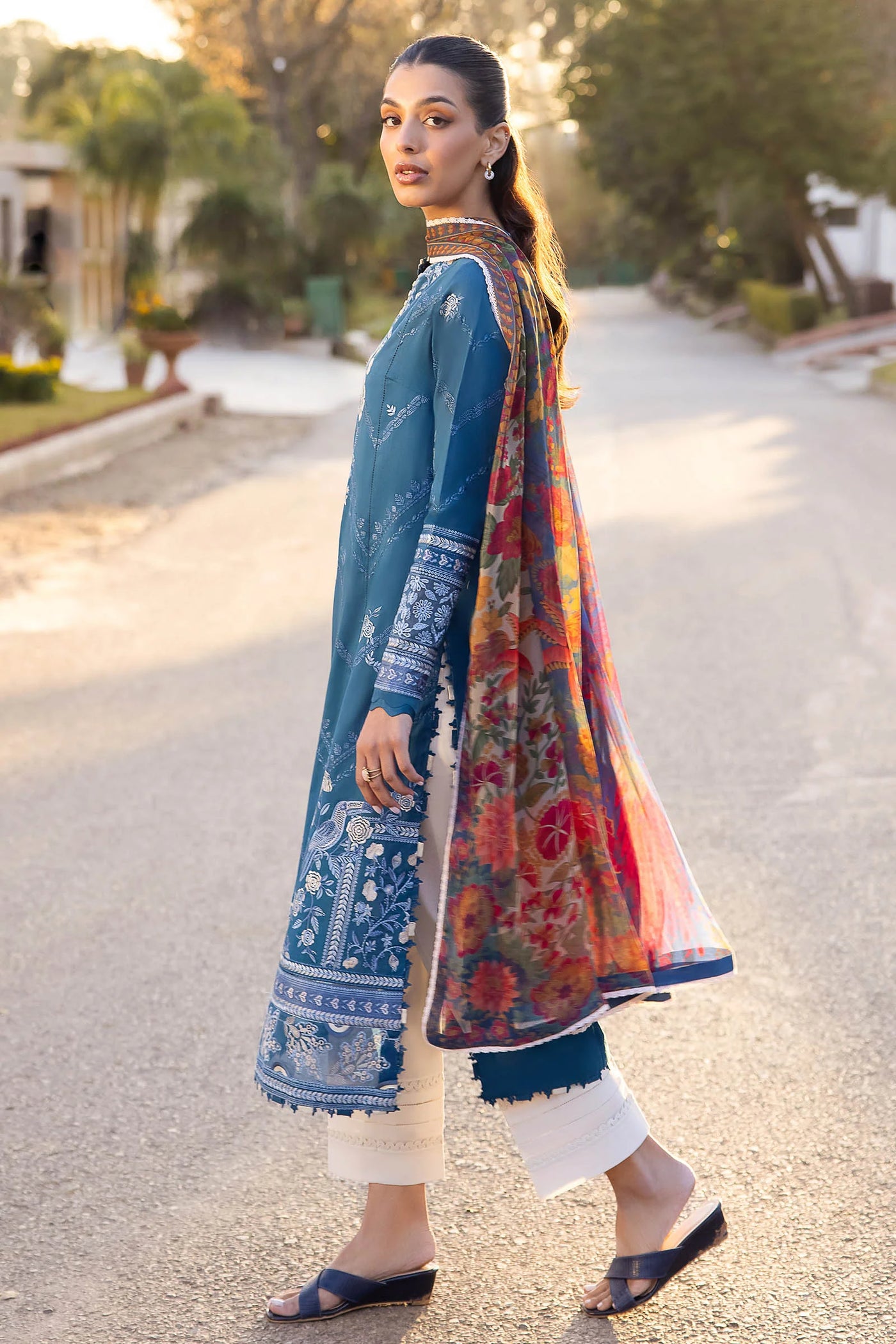 Zaha By Khadijah Shah Stitched 3 Piece Embroidered Lawn Suit ZKS24F ZL24-05 B EIRA - Festive Collection