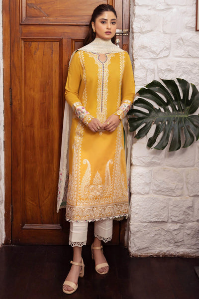 Zaha By Khadijah Shah Stitched 3 Piece Embroidered Lawn Suit ZKS24F ZL24-06 A FERYA - Festive Collection