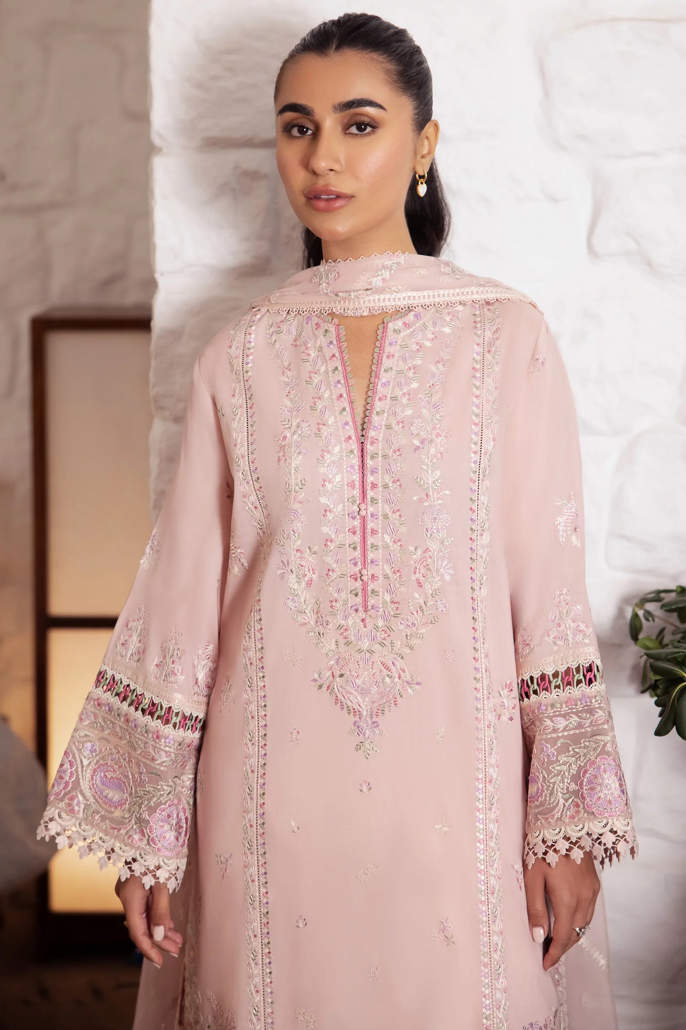 Zaha By Khadijah Shah Stitched 3 Piece Embroidered Lawn Suit ZKS24F ZL24-07 A ZENEL - Festive Collection