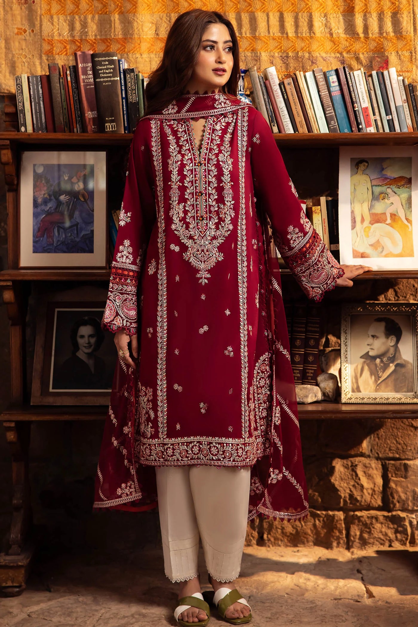 Zaha By Khadijah Shah Stitched 3 Piece Embroidered Lawn Suit ZKS24F ZL24-07 B ZENEL - Festive Collection