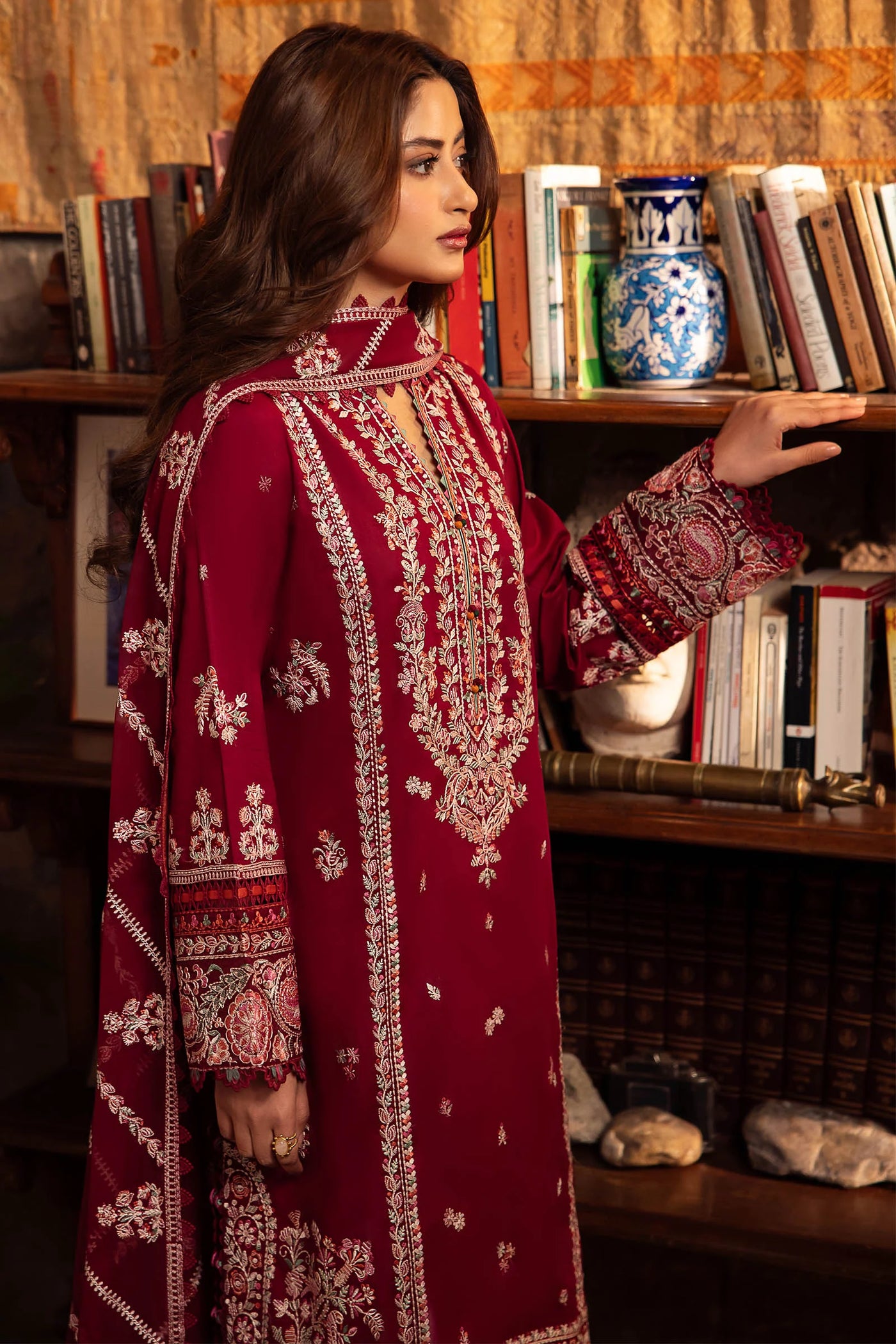 Zaha By Khadijah Shah Stitched 3 Piece Embroidered Lawn Suit ZKS24F ZL24-07 B ZENEL - Festive Collection