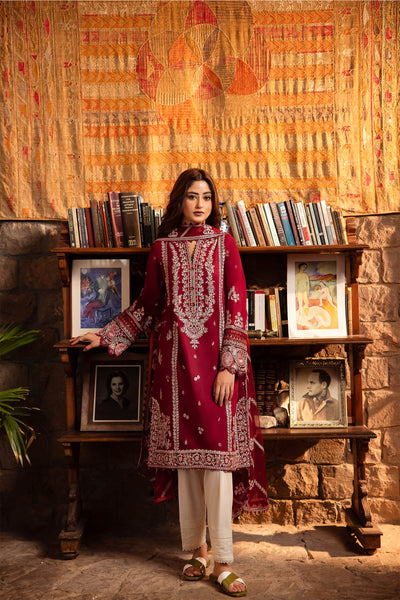 Zaha By Khadijah Shah Stitched 3 Piece Embroidered Lawn Suit ZKS24F ZL24-07 B ZENEL - Festive Collection