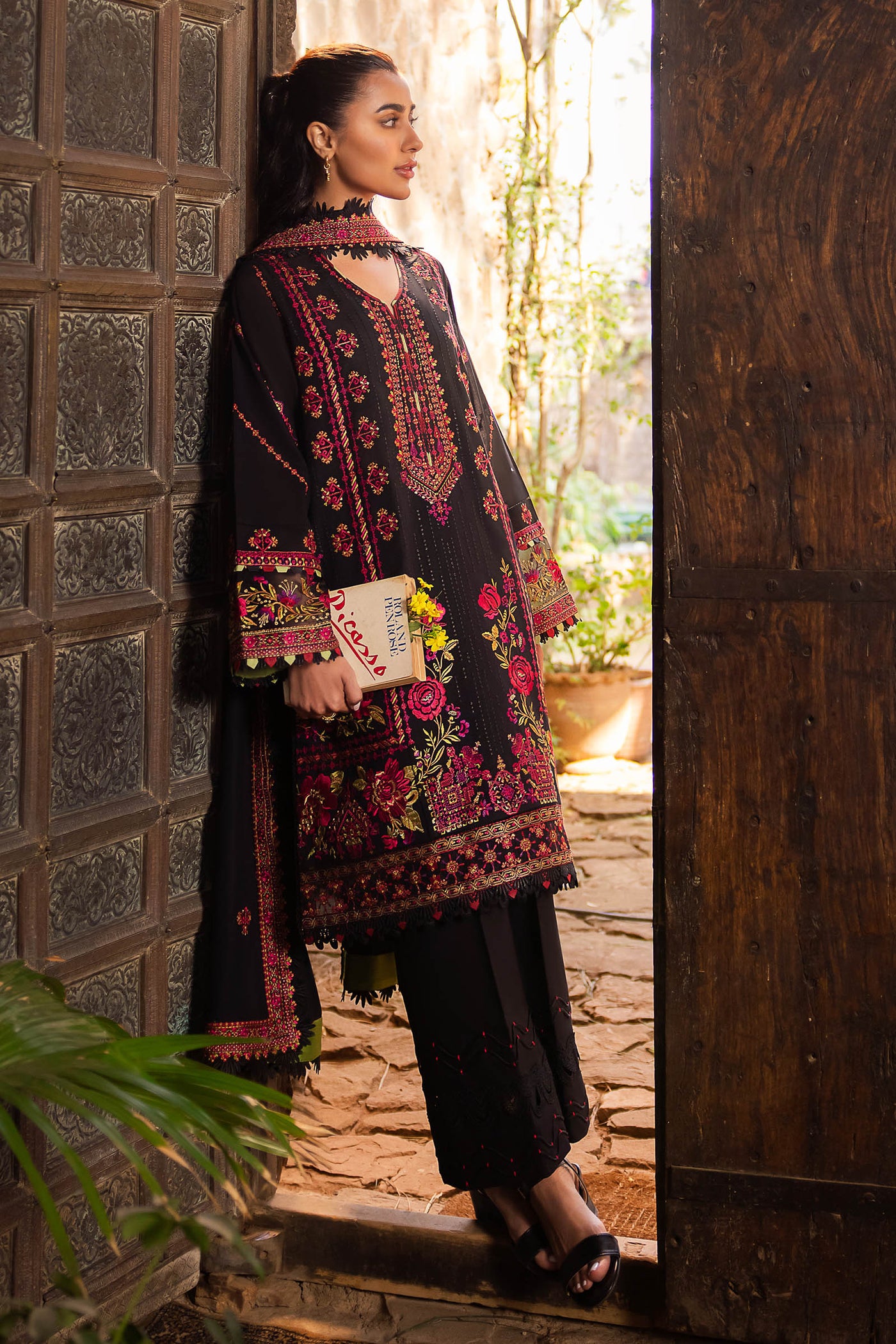 Zaha By Khadijah Shah Stitched 3 Piece Embroidered Lawn Suit ZKS24F ZL24-08 B ZEL - Festive Collection