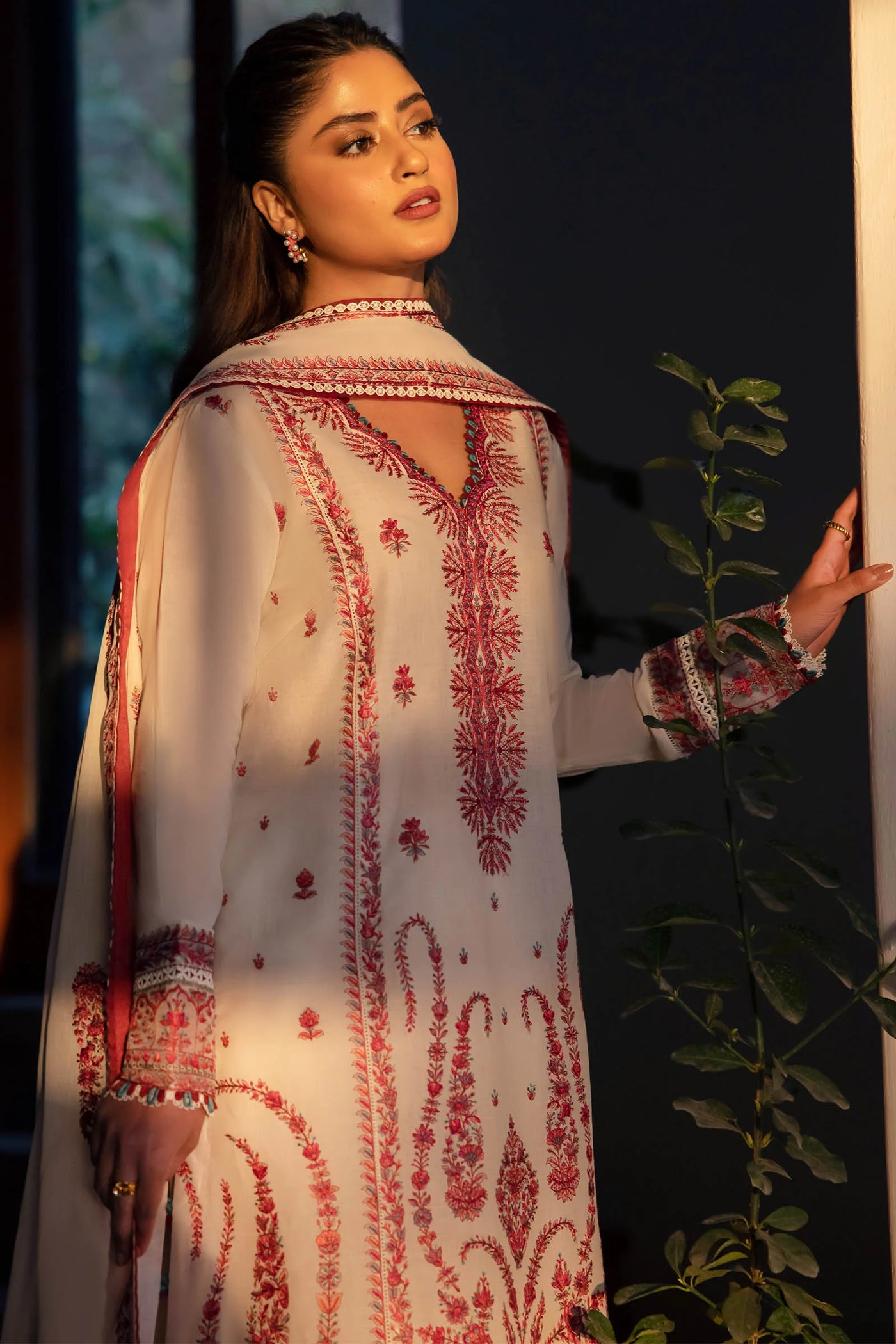 Zaha By Khadijah Shah Stitched 3 Piece Embroidered Lawn Suit ZKS24F ZL24-09 A ELANIA - Festive Collection