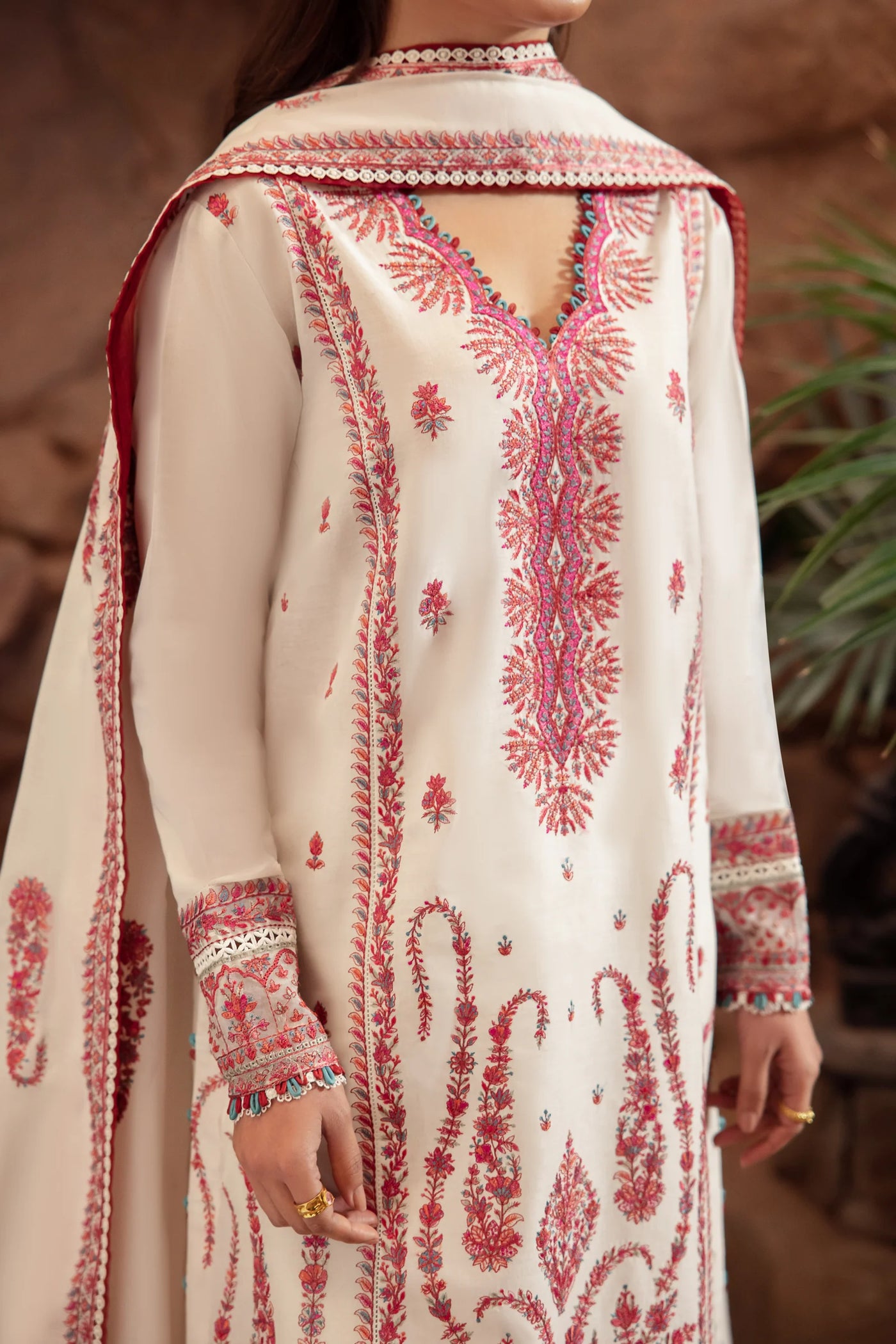 Zaha By Khadijah Shah Stitched 3 Piece Embroidered Lawn Suit ZKS24F ZL24-09 A ELANIA - Festive Collection