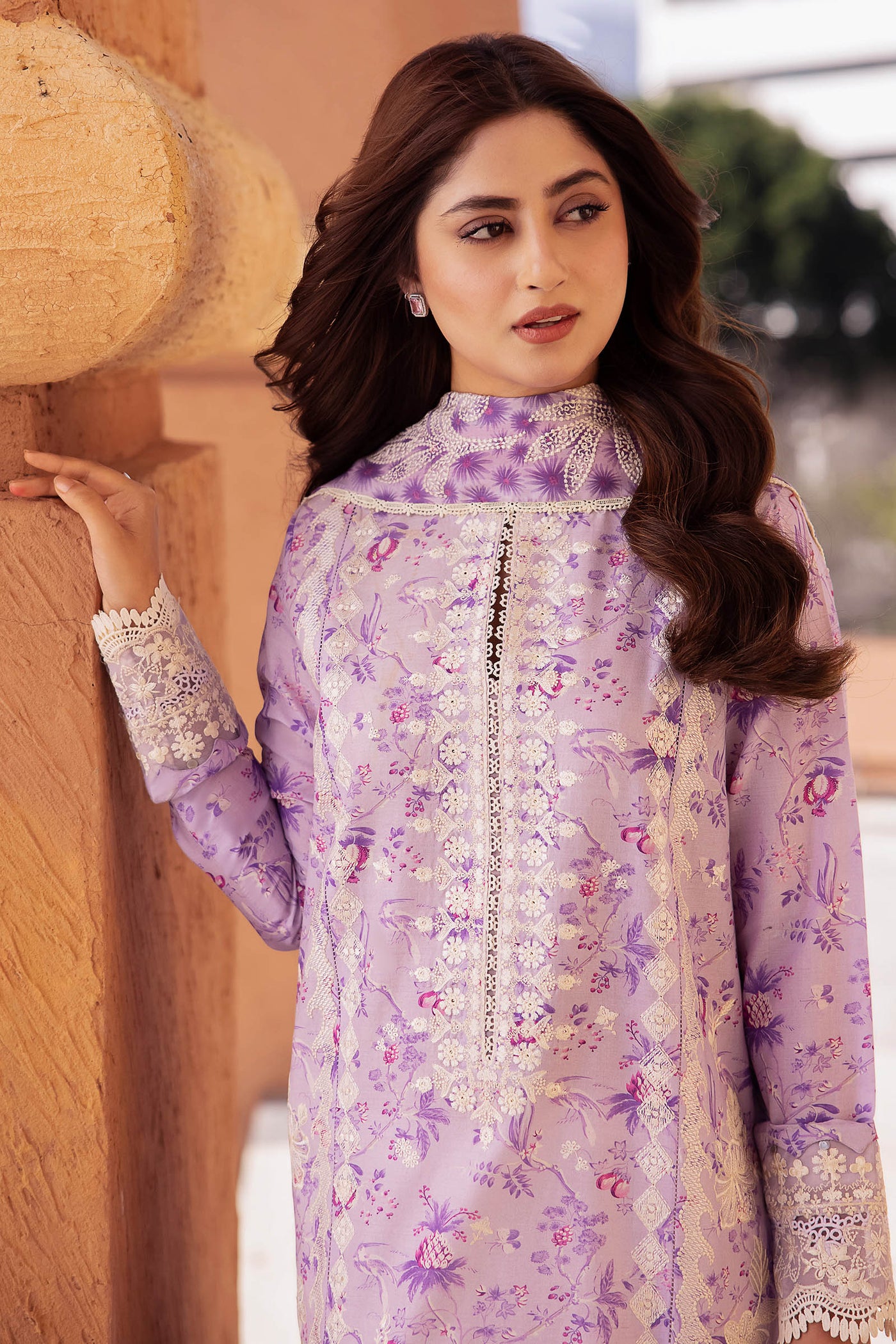 Zaha By Khadijah Shah Stitched 3 Piece Embroidered Lawn Suit ZKS24F ZL24-10 A SENA - Festive Collection