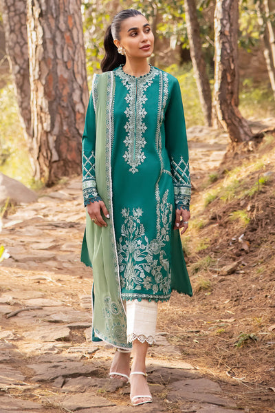 Zaha By Khadijah Shah Stitched 3 Piece Embroidered Lawn Suit ZKS24F ZL24-11 B VEJAH - Festive Collection