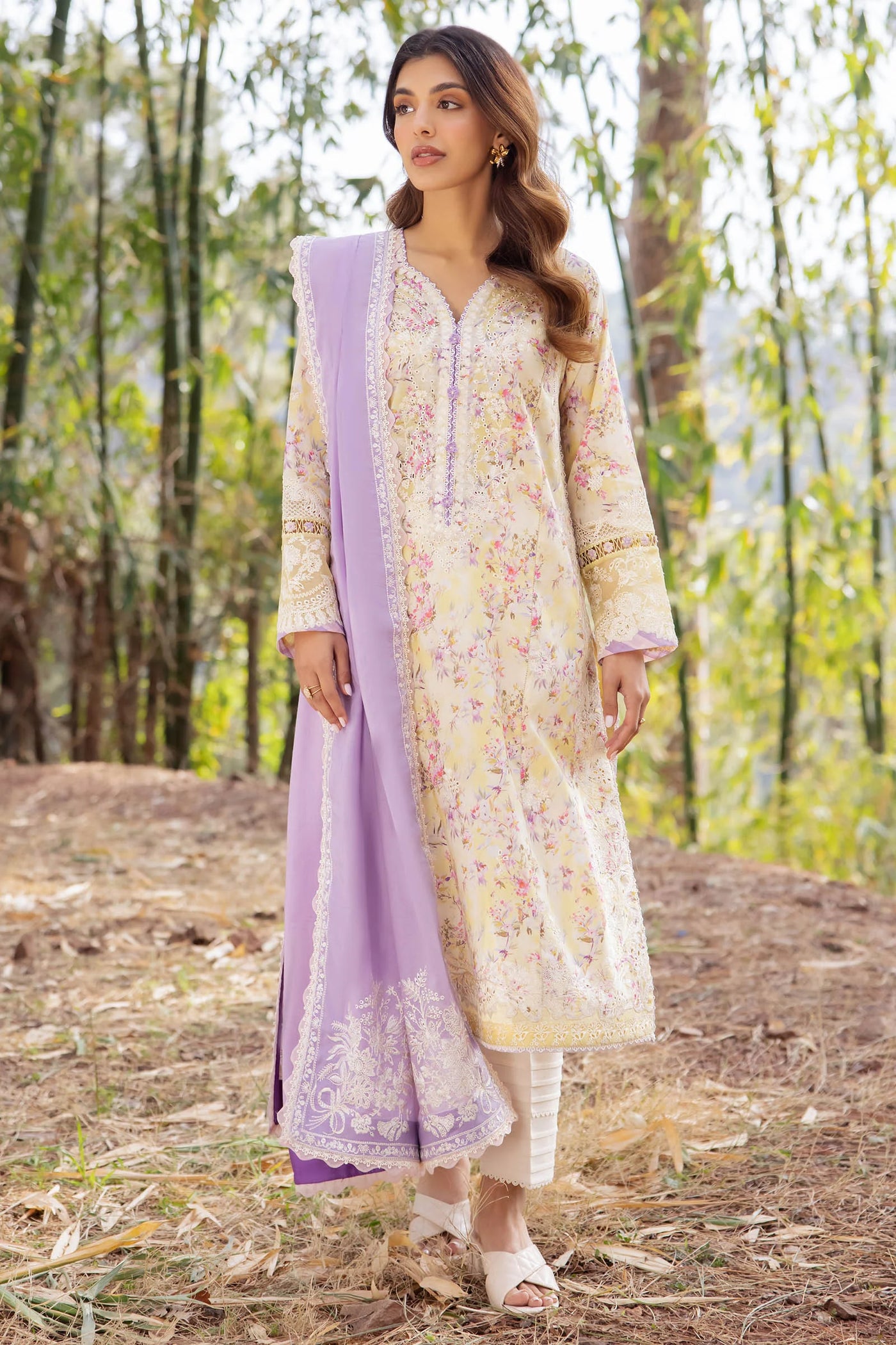 Zaha By Khadijah Shah Stitched 3 Piece Embroidered Lawn Suit ZKS24F ZL24-13 A SEZEM - Festive Collection