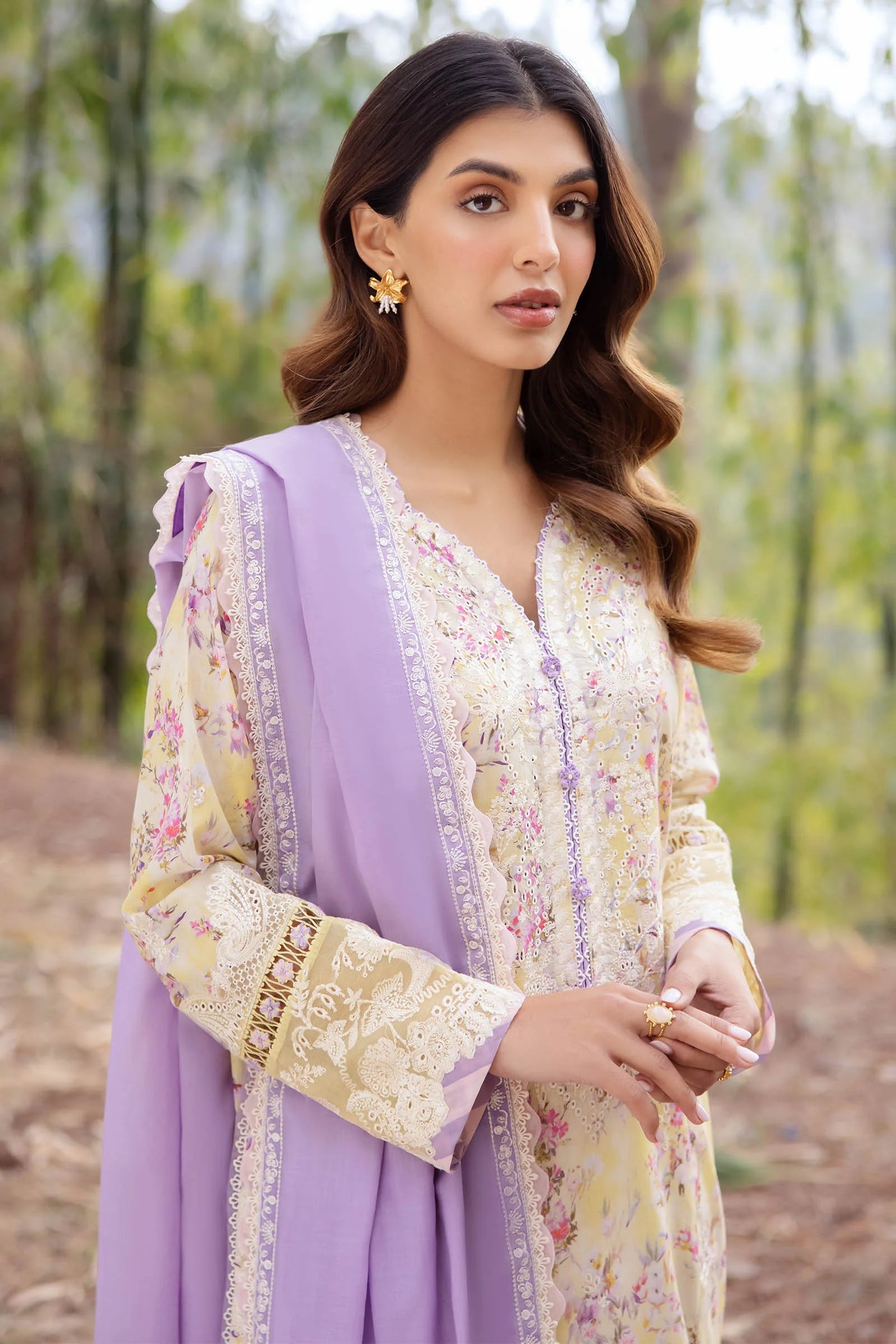 Zaha By Khadijah Shah Stitched 3 Piece Embroidered Lawn Suit ZKS24F ZL24-13 A SEZEM - Festive Collection