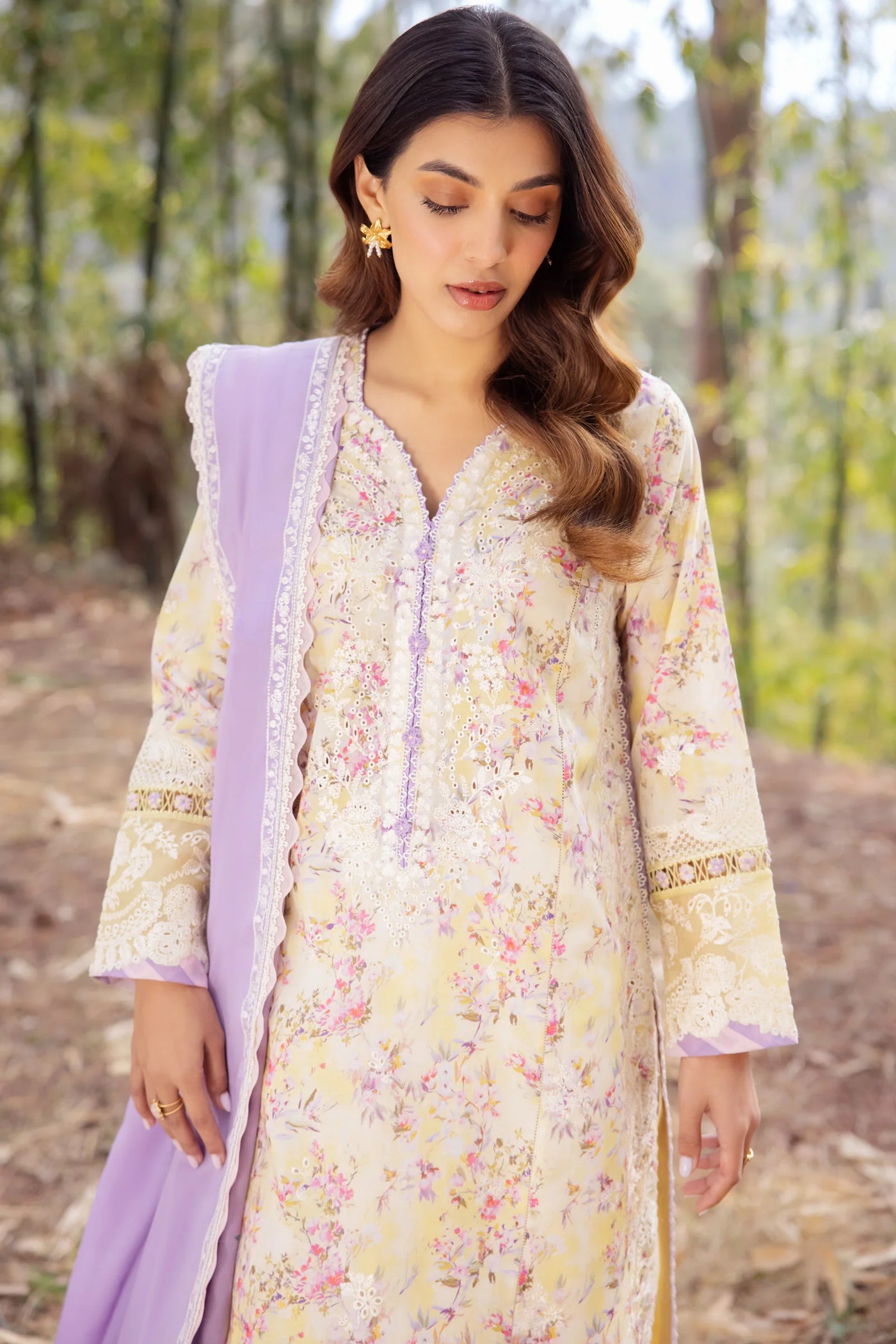 Zaha By Khadijah Shah Stitched 3 Piece Embroidered Lawn Suit ZKS24F ZL24-13 A SEZEM - Festive Collection