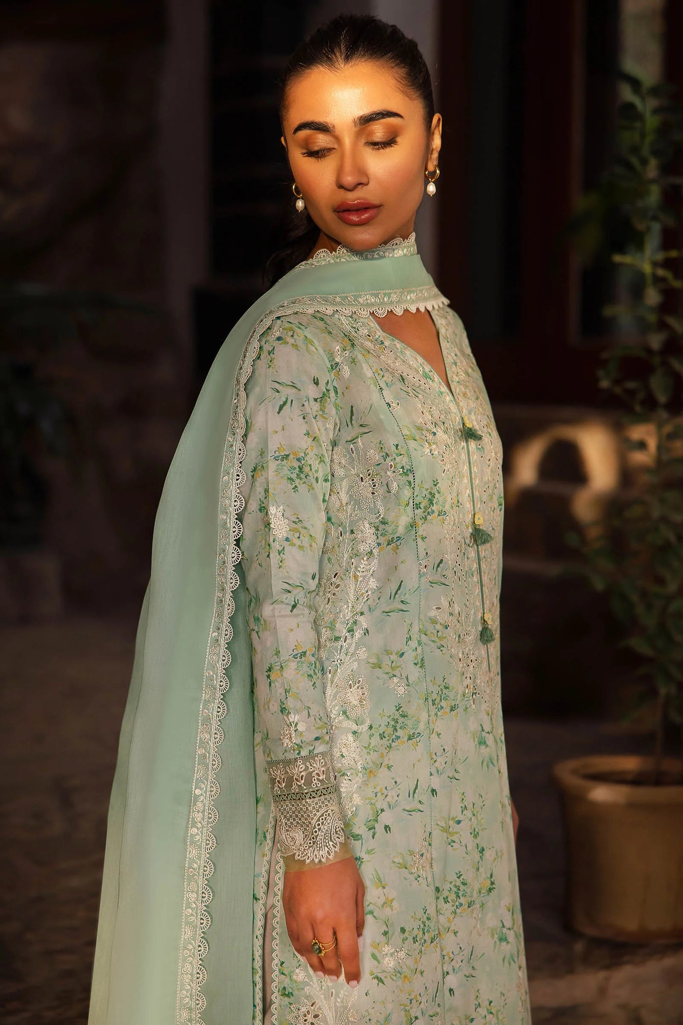 Zaha By Khadijah Shah Stitched 3 Piece Embroidered Lawn Suit ZKS24F ZL24-13 B SEZEM - Festive Collection