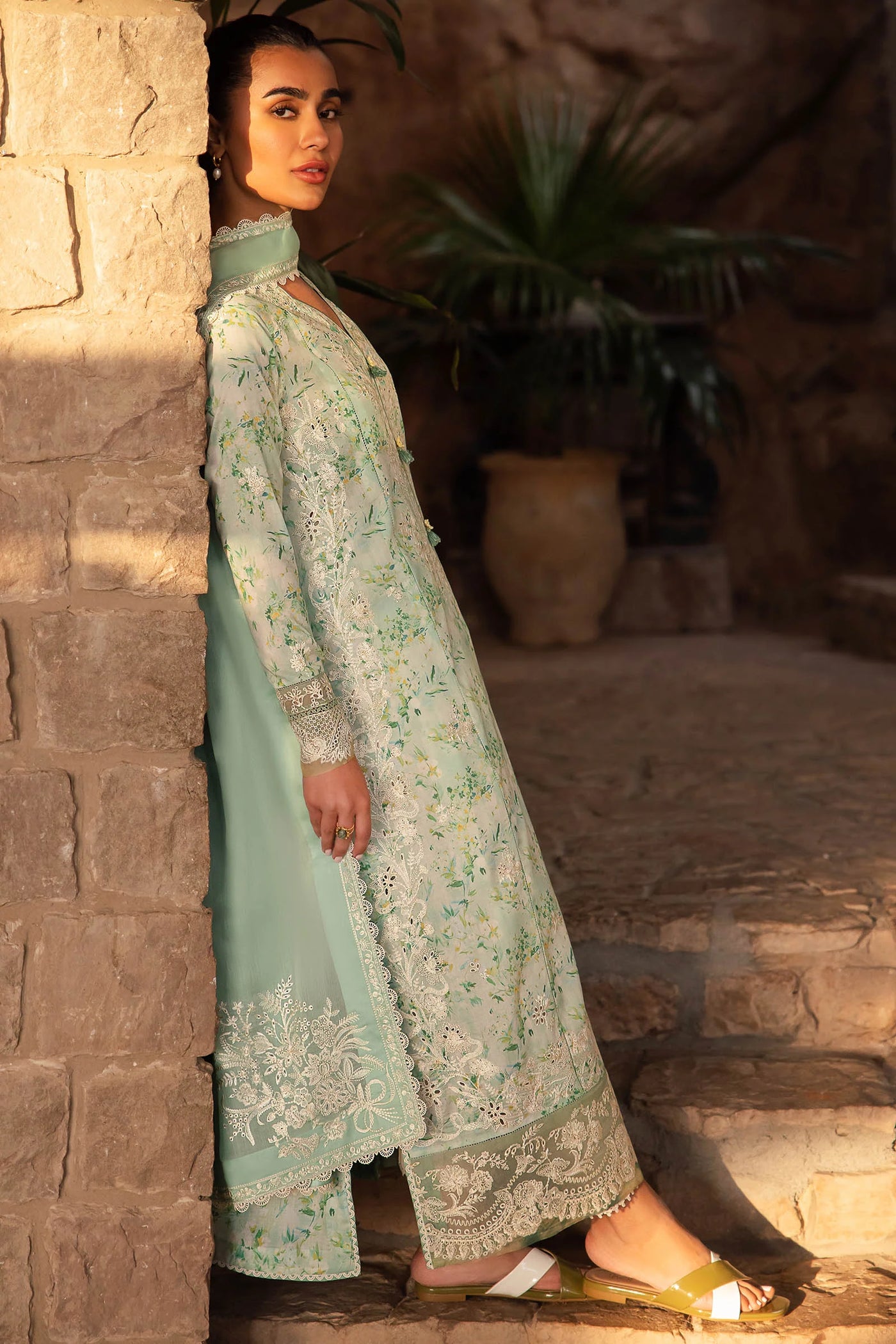 Zaha By Khadijah Shah Stitched 3 Piece Embroidered Lawn Suit ZKS24F ZL24-13 B SEZEM - Festive Collection