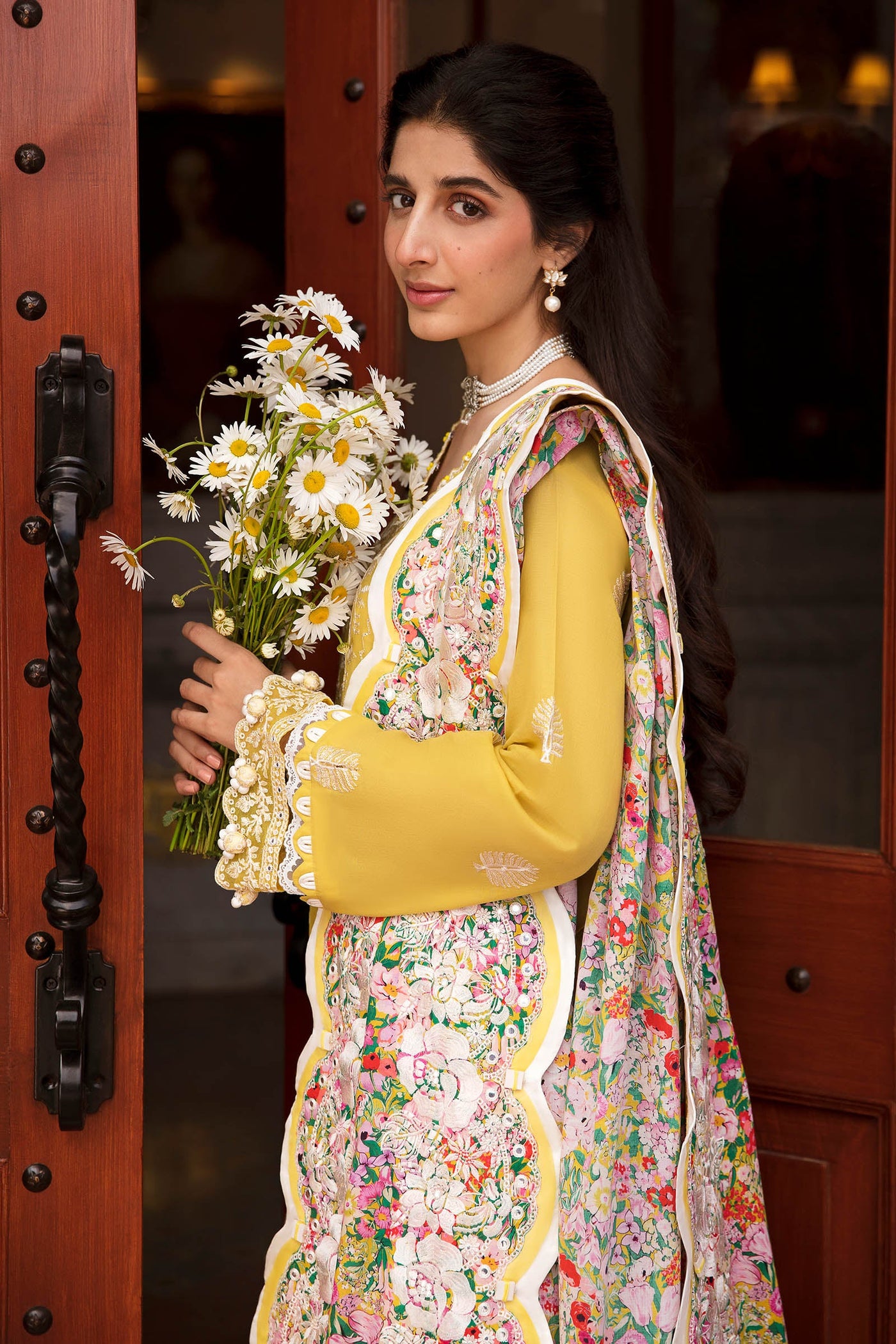 Zaha By Khadijah Shah Unstitched 3 Piece Embroidered Lawn Suit - ZF23-01-Fereshteh - Festive Collection D & M COLLECTION AND NIZAMI JEWELRY