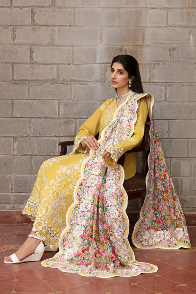 Zaha By Khadijah Shah Unstitched 3 Piece Embroidered Lawn Suit - ZF23-01-Fereshteh - Festive Collection D & M COLLECTION AND NIZAMI JEWELRY