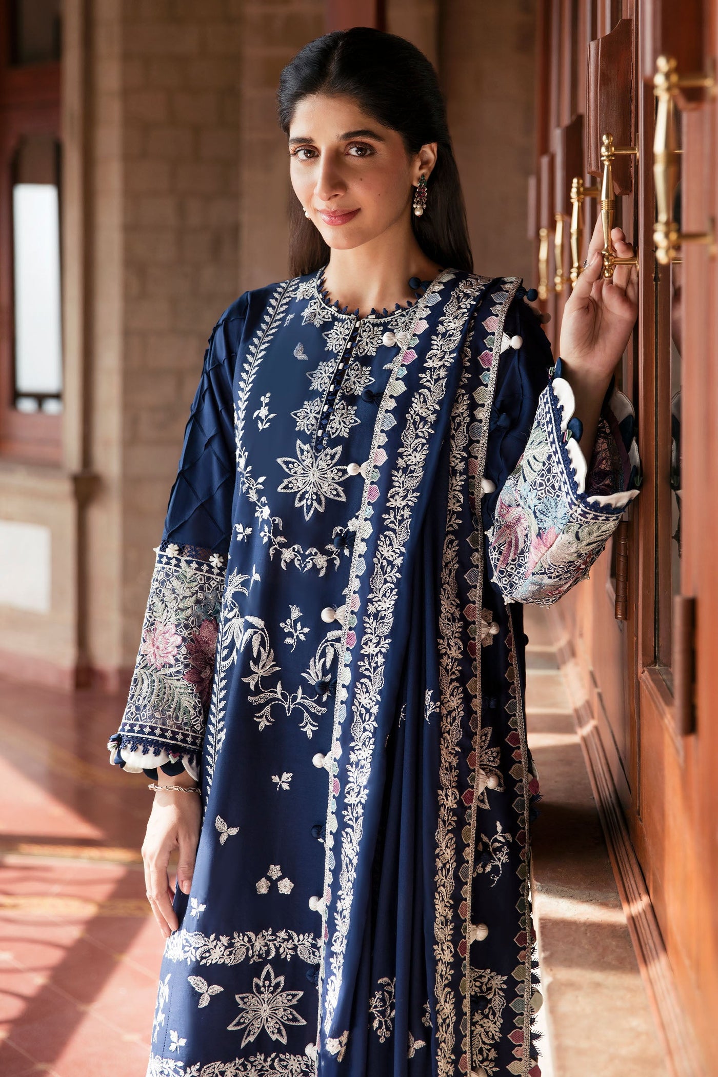 Zaha By Khadijah Shah Unstitched 3 Piece Embroidered Lawn Suit - ZF23-03-Serra - Festive Collection D & M COLLECTION AND NIZAMI JEWELRY