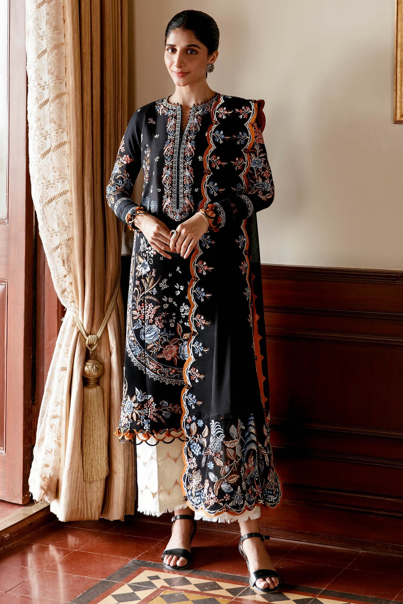 Zaha By Khadijah Shah Unstitched 3 Piece Embroidered Lawn Suit - ZF23-07-Irem - Festive Collection D & M COLLECTION AND NIZAMI JEWELRY