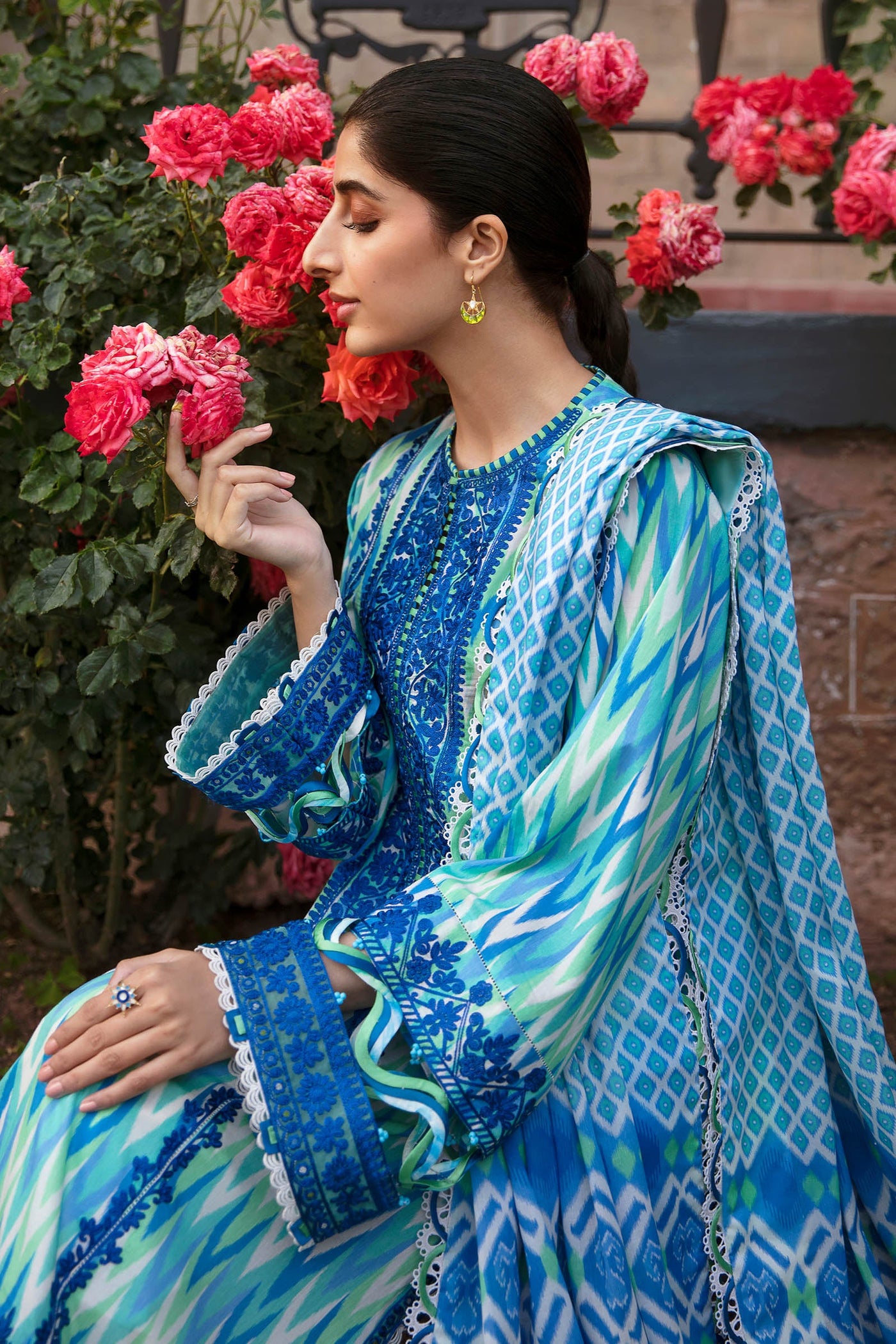 Zaha By Khadijah Shah Unstitched 3 Piece Embroidered Lawn Suit - ZF23-10-Aysel - Festive Collection D & M COLLECTION AND NIZAMI JEWELRY