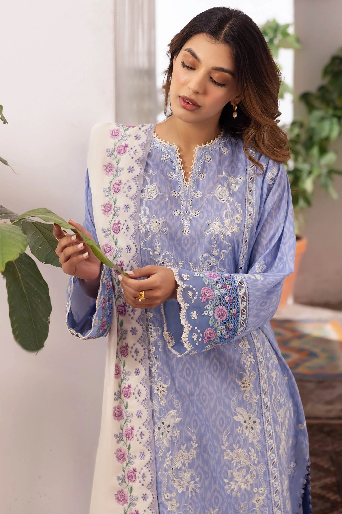 Zaha By Khadijah Shah Stitched 3 Piece Embroidered Lawn Suit ZKS24F ZL24-15 B NARINA - Festive Collection