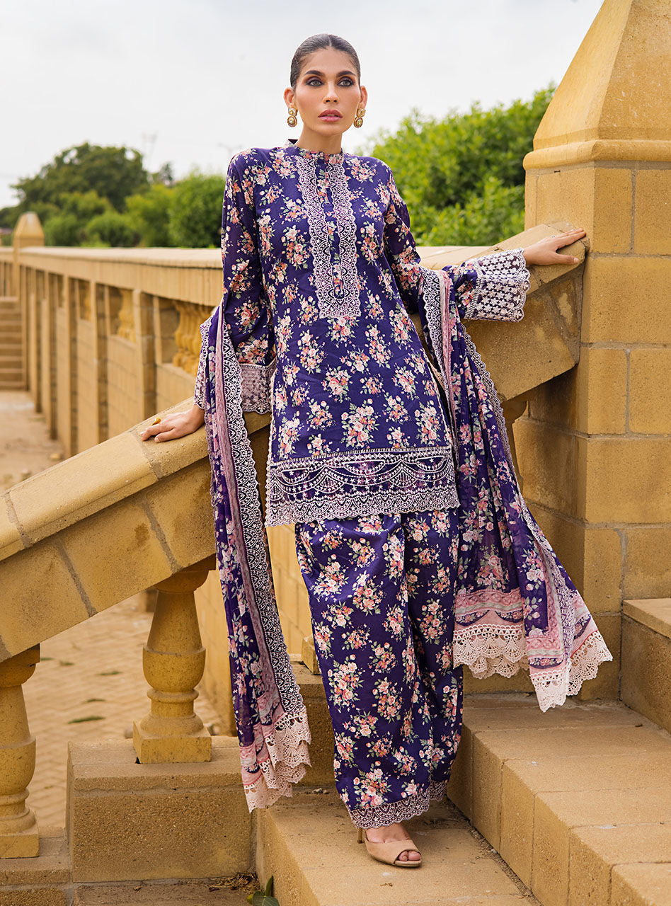 Zainab Chottani Stitched 3 Piece Embroidered Lawn Suits AABROO-6B - Summer Collection D & M COLLECTION AND NIZAMI JEWELRY