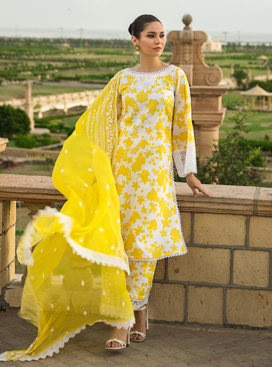 Zainab Chottani Stitched 3 Piece Embroidered Lawn Suits CHAMPA-8B - Summer Collection D & M COLLECTION AND NIZAMI JEWELRY