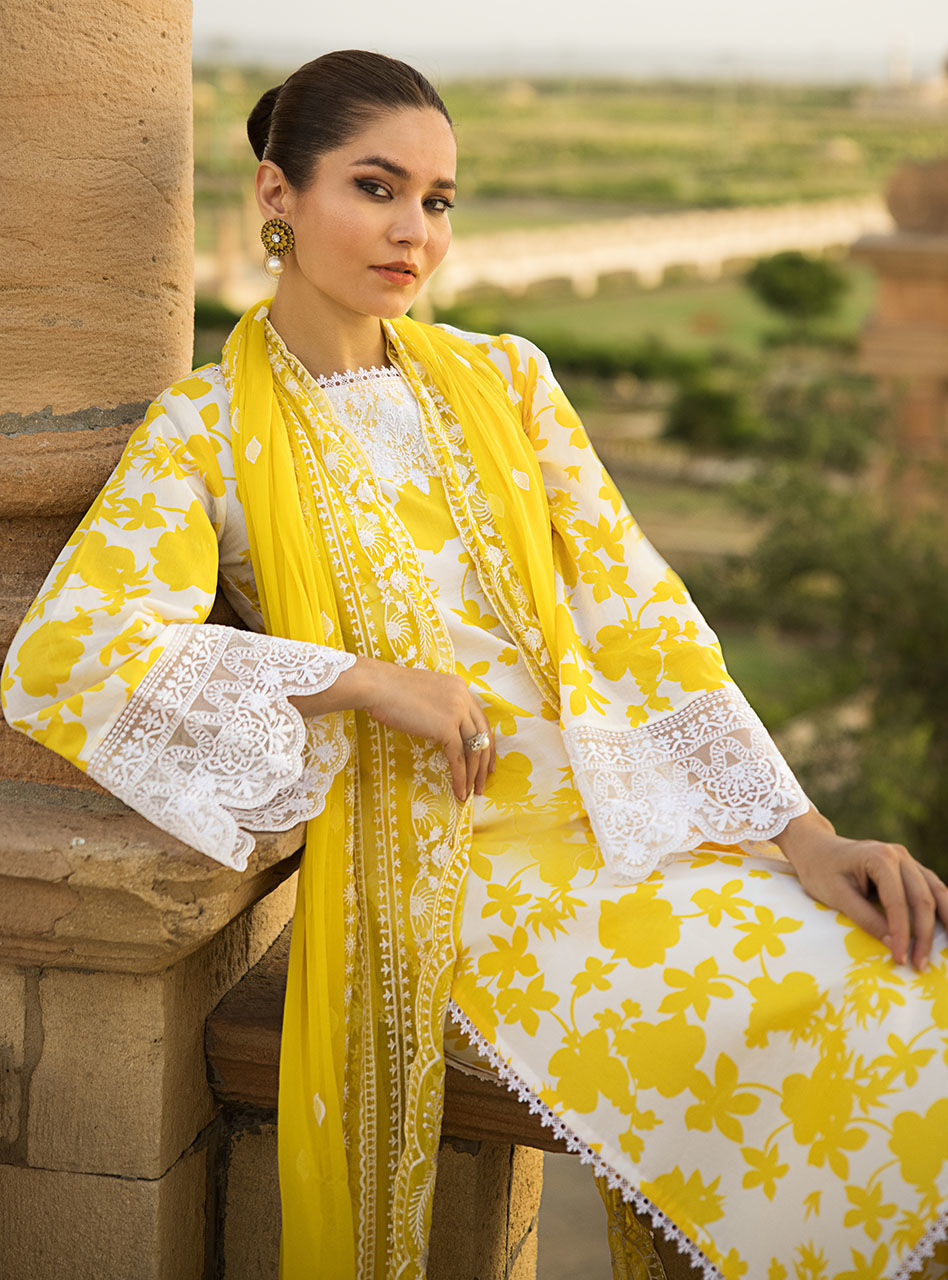 Zainab Chottani Stitched 3 Piece Embroidered Lawn Suits CHAMPA-8B - Summer Collection D & M COLLECTION AND NIZAMI JEWELRY