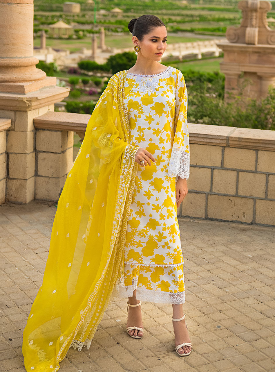 Zainab Chottani Stitched 3 Piece Embroidered Lawn Suits CHAMPA-8B - Summer Collection D & M COLLECTION AND NIZAMI JEWELRY