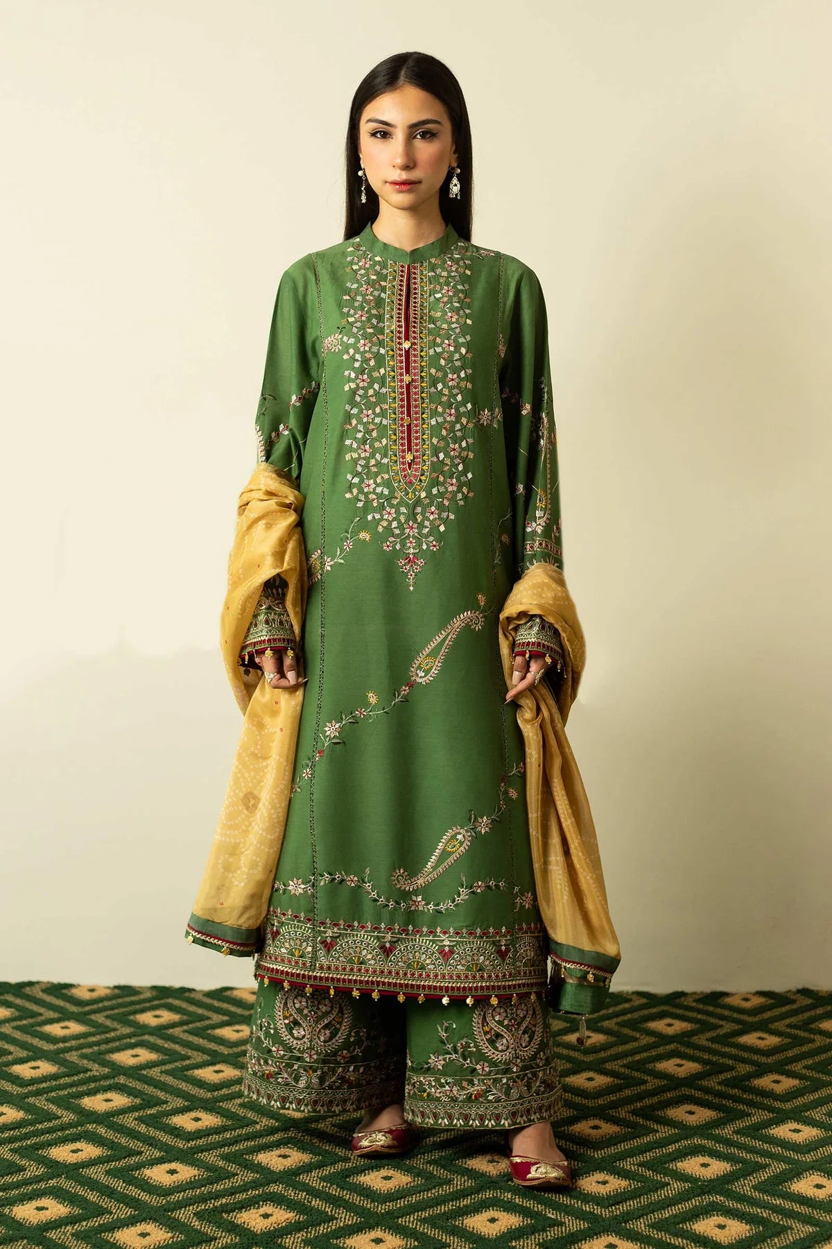 Zara Shahjahan Unstitched 3 Piece Embroidered Suit ZEL23-V2-D9 - Summer Collection D & M COLLECTION AND NIZAMI JEWELRY