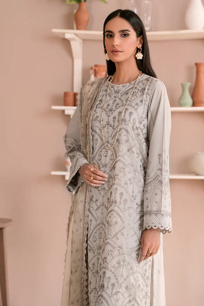 Zarif Unstitched 3 Piece Embroidered Lawn Suit ZEA-05 HAZE - Eid Collection D & M COLLECTION AND NIZAMI JEWELRY