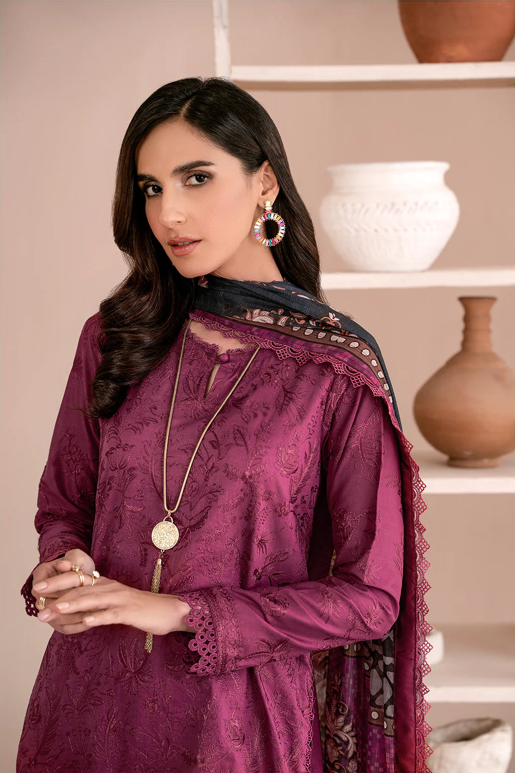 Zarif Unstitched 3 Piece Embroidered Lawn Suit ZEA-06 CARLA - Eid Collection D & M COLLECTION AND NIZAMI JEWELRY