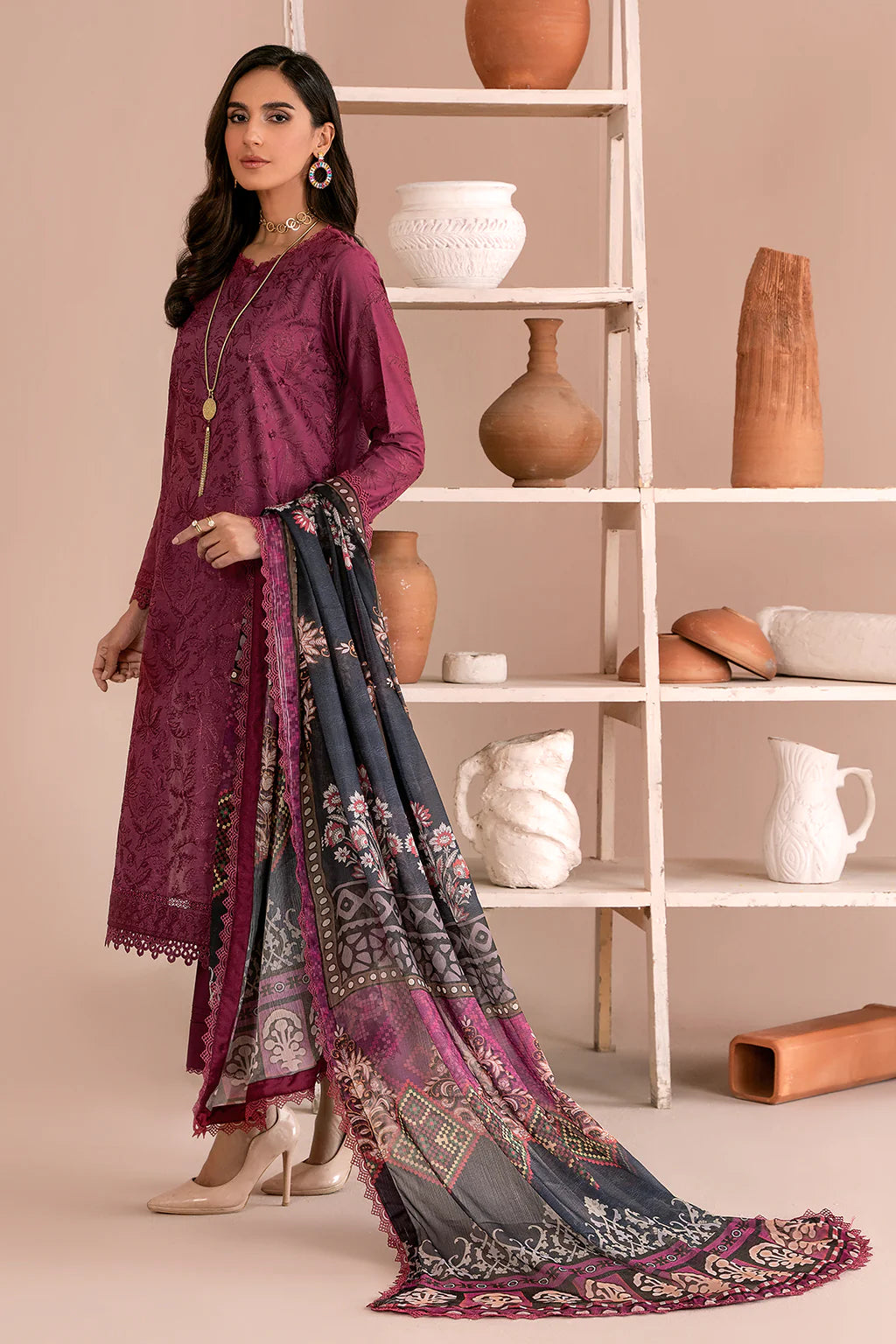 Zarif Unstitched 3 Piece Embroidered Lawn Suit ZEA-06 CARLA - Eid Collection D & M COLLECTION AND NIZAMI JEWELRY