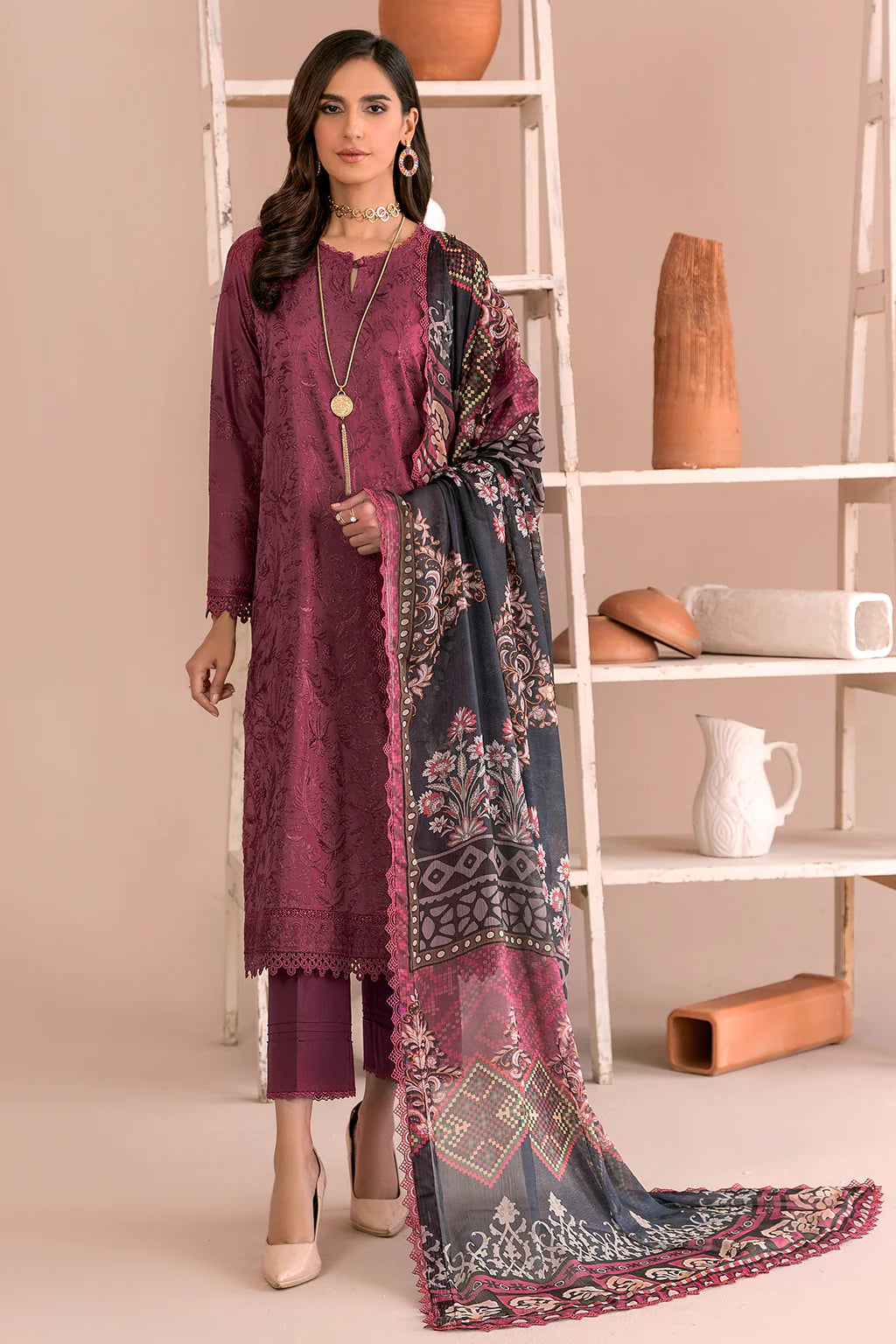 Zarif Unstitched 3 Piece Embroidered Lawn Suit ZEA-06 CARLA - Eid Collection D & M COLLECTION AND NIZAMI JEWELRY