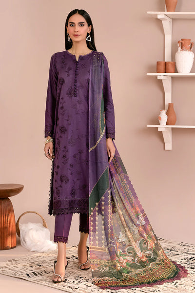 Zarif Unstitched 3 Piece Embroidered Lawn Suit ZEA-08 LILAH - Eid Collection D & M COLLECTION AND NIZAMI JEWELRY