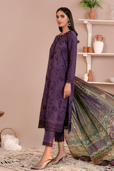 Zarif Unstitched 3 Piece Embroidered Lawn Suit ZEA-08 LILAH - Eid Collection D & M COLLECTION AND NIZAMI JEWELRY