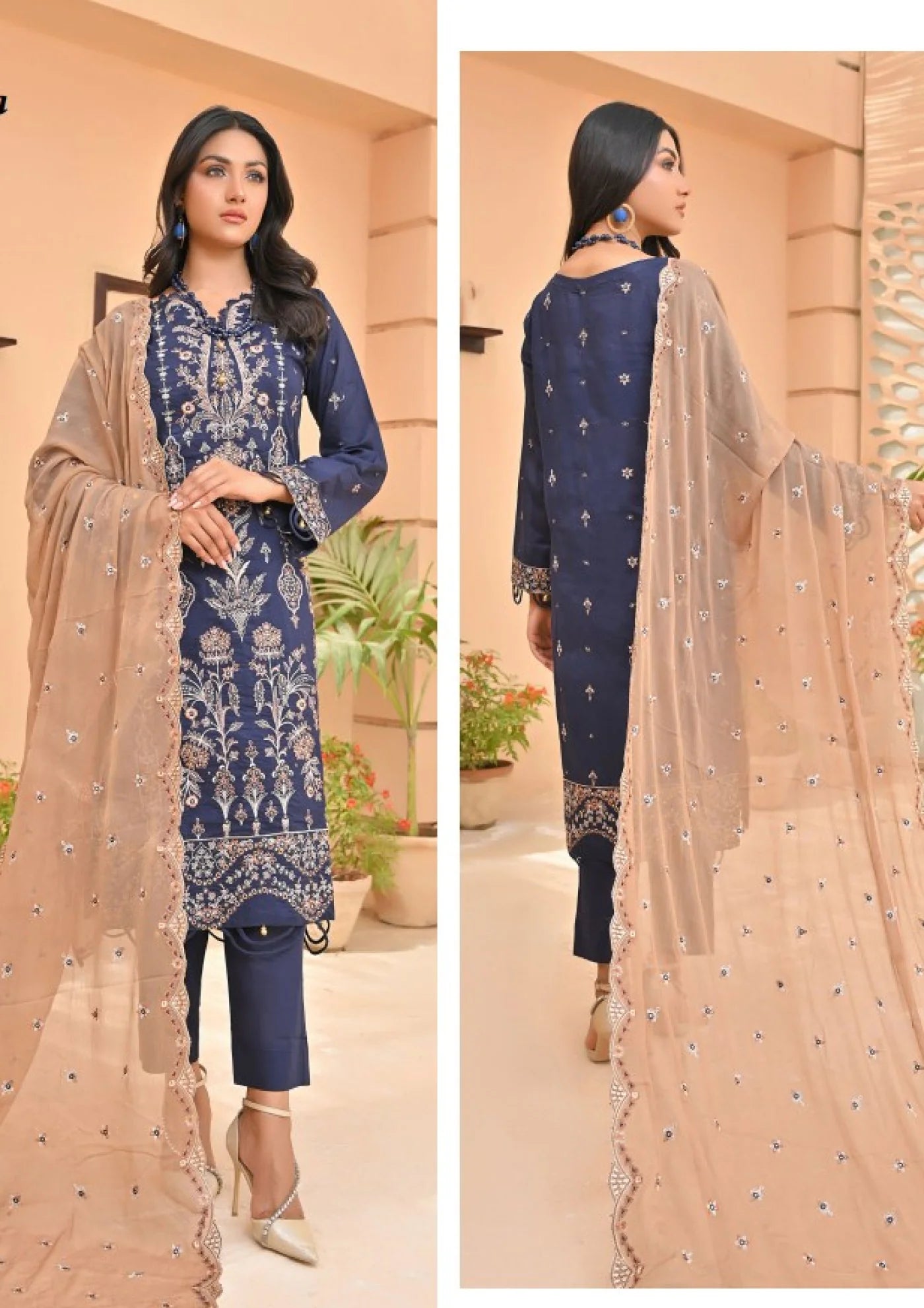 Coral by Safal Stitched 3 Piece Embroidered Chickankari Cambric Suit - 03 - Rumana - Summer Eid Collection