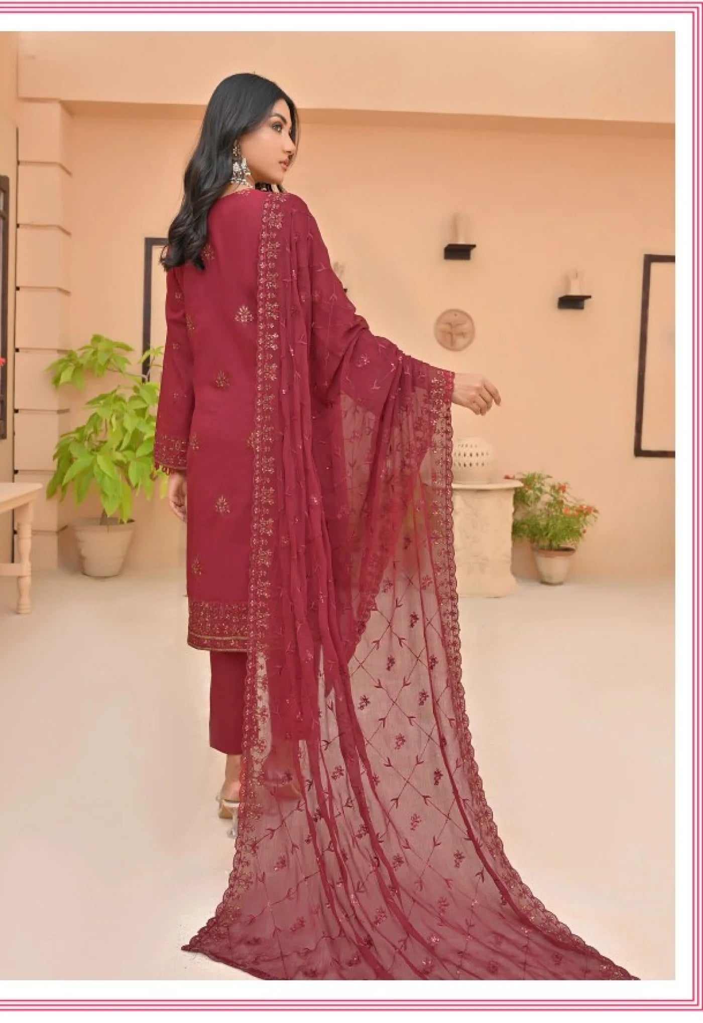 Coral by Safal Stitched 3 Piece Embroidered Chickankari Cambric Suit - 06 - Beena - Summer Eid Collection