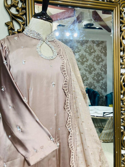 Stitched Silk Shirt With Organza Bunki Banarasi Dupatta- RTW-010 - Luxury D&M Signature Eid Collection