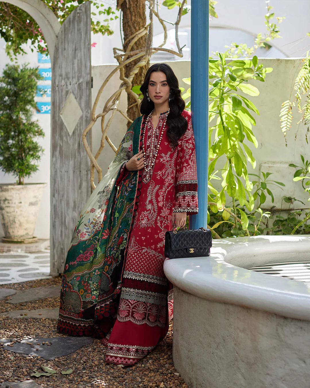 Faiza Saqlain Stitched 3 Piece Embroidered Lawn + Organza Suit - FSL24 - Sivana - Eid Collection