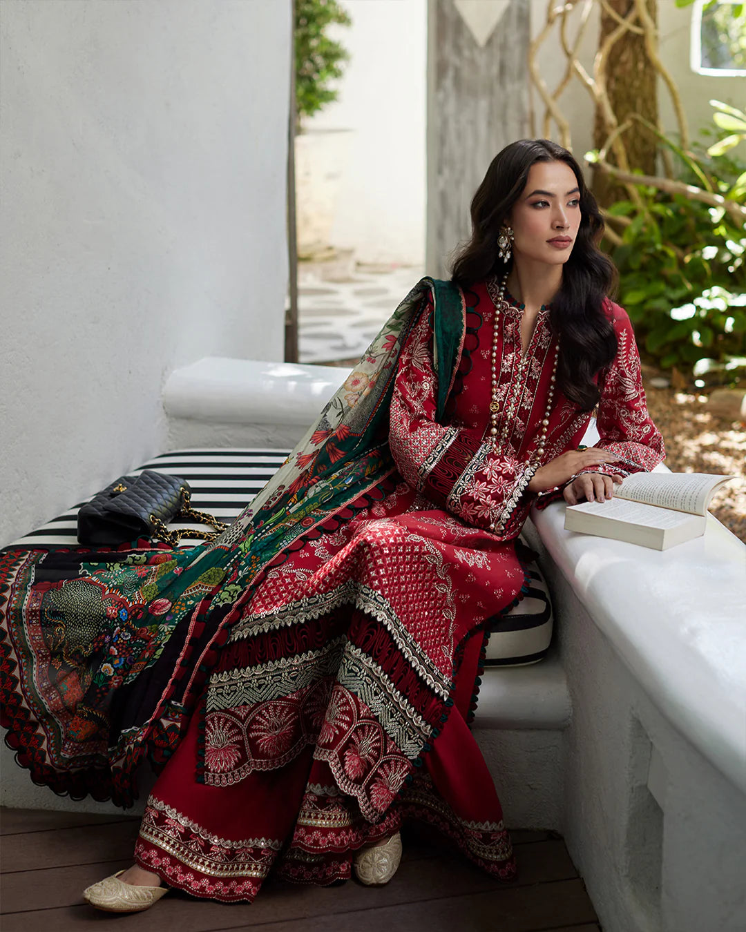 Faiza Saqlain Stitched 3 Piece Embroidered Lawn + Organza Suit - FSL24 - Sivana - Eid Collection