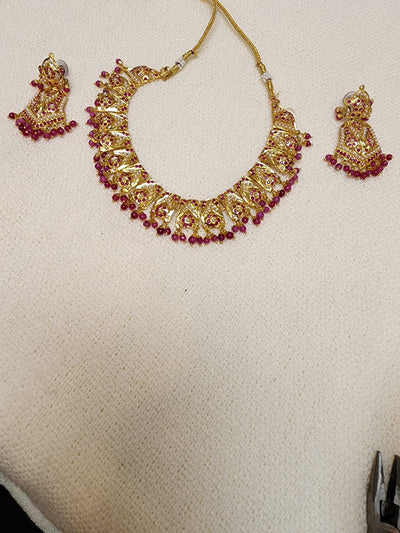 Hyderabadi Jadau Set - Made on Semi Real Ruby and Semi Real Pearls S-97